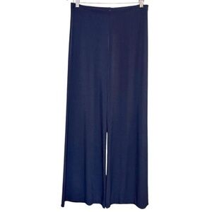 Viereck Women’s L Navy Blue Microfiber Soft Wide Leg Elastic Waist Pull On Pants